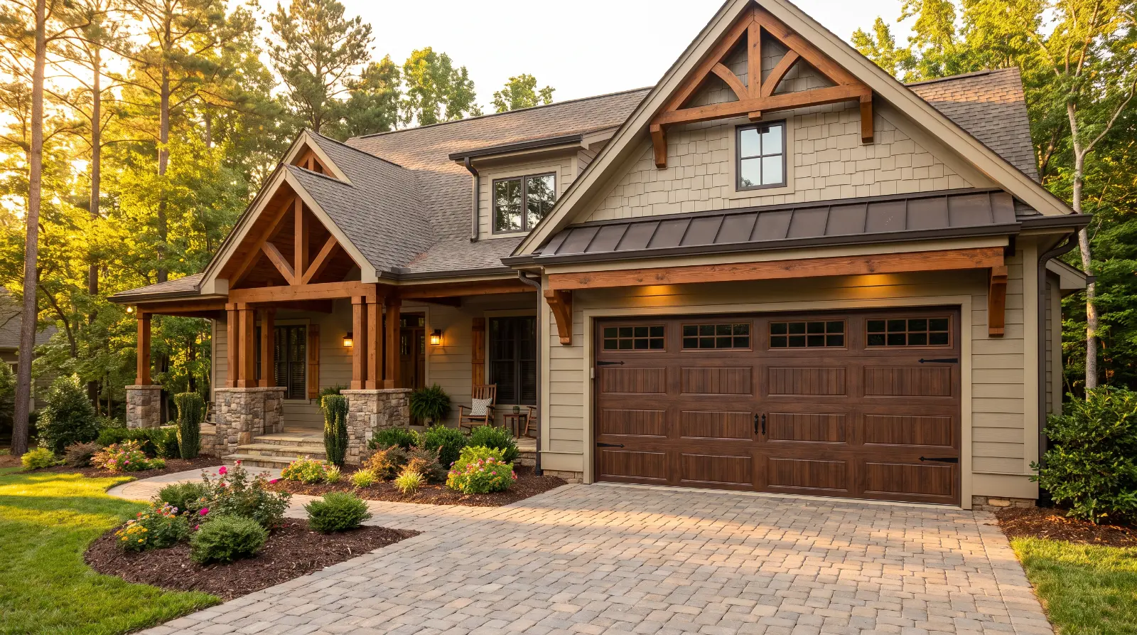 Carriage house style garage door on a home